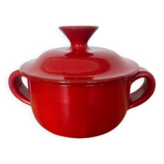 Céramique Robert Picault plat ou pot couvert rouge