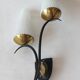 Wall lamp in black metal and gilded brass 1960 with two lights.