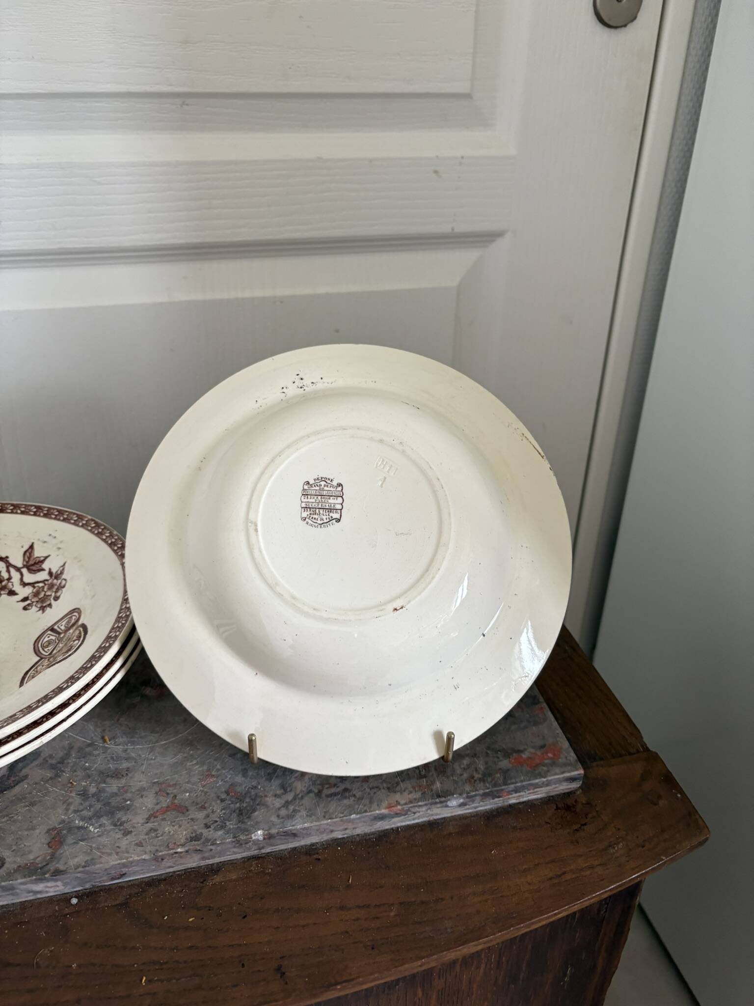 Lot of 4 Deep Plates Earthenware Ceramic Iron Clay Grand Dépôt Marseille