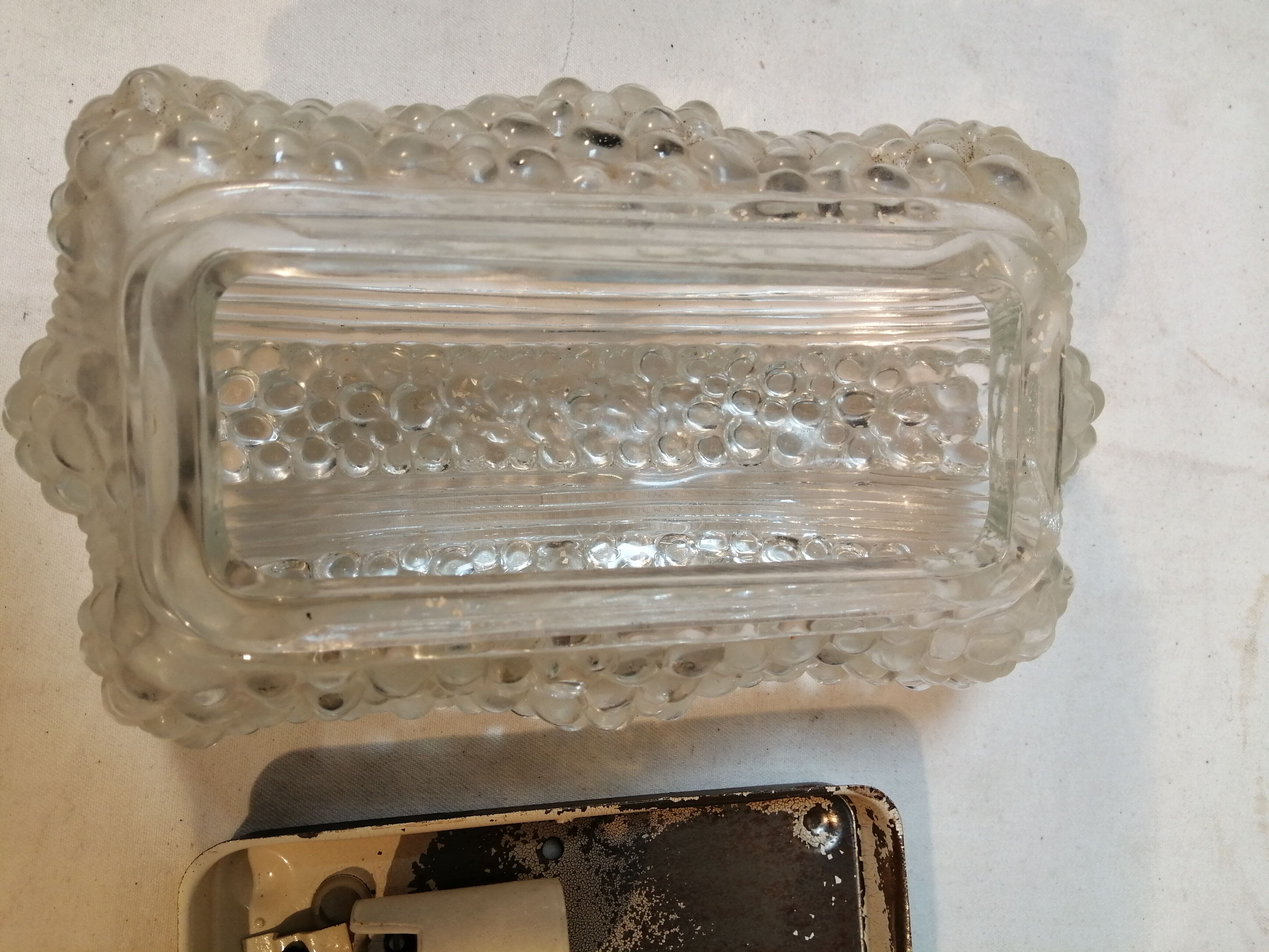 Wall lamp- Vintage ceiling lamp in molded glass