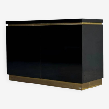 Small Black Lacquered Sideboard by JC Mahey, France