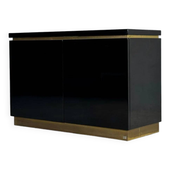 Small Black Lacquered Sideboard by JC Mahey, France