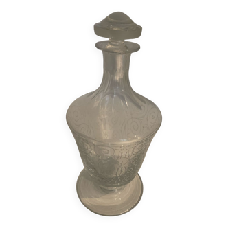 Engraved glass carafe