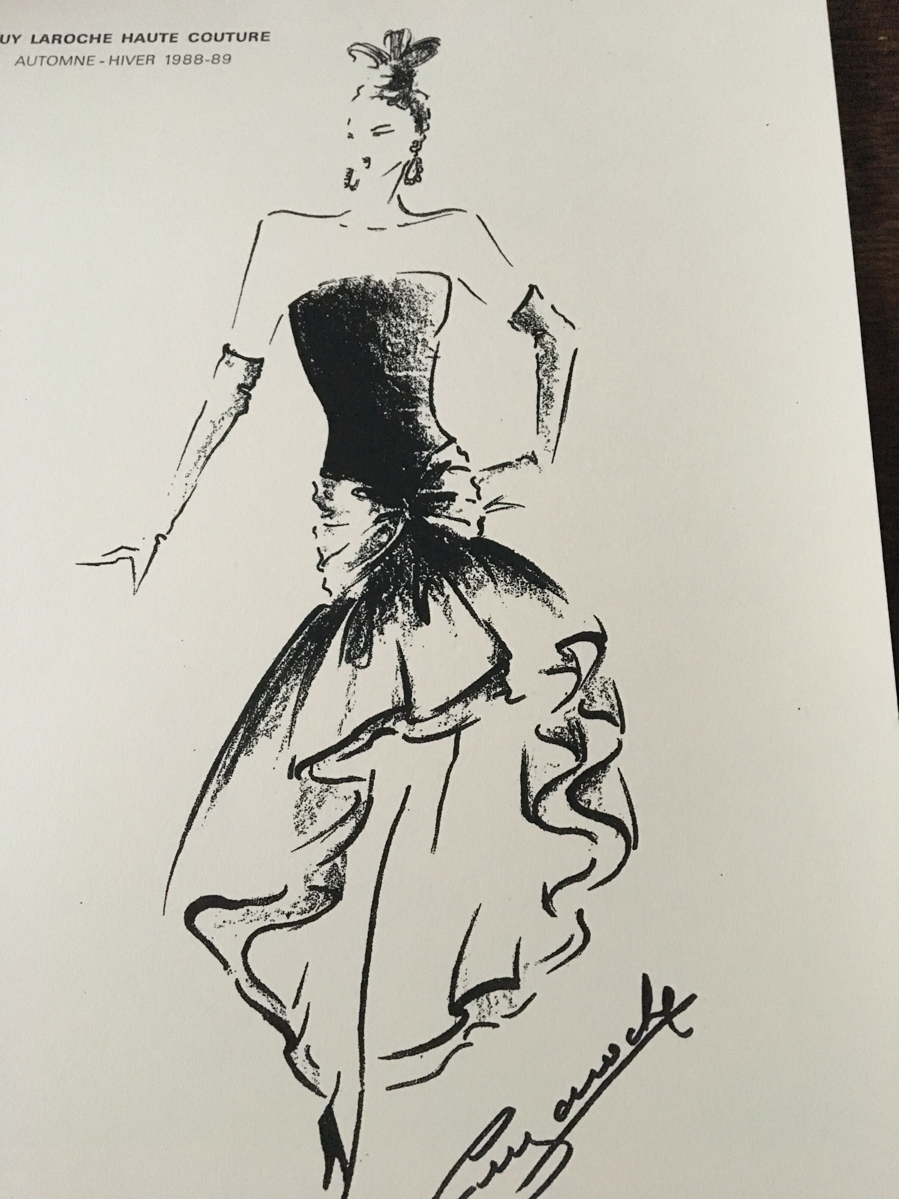 Illustration of press fashion by Guy Laroche, 80s