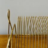 Vintage record holder in gold metal - for 50 vinyls