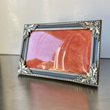 Vintage Silver & Grey Metal Picture Frame convex glass
