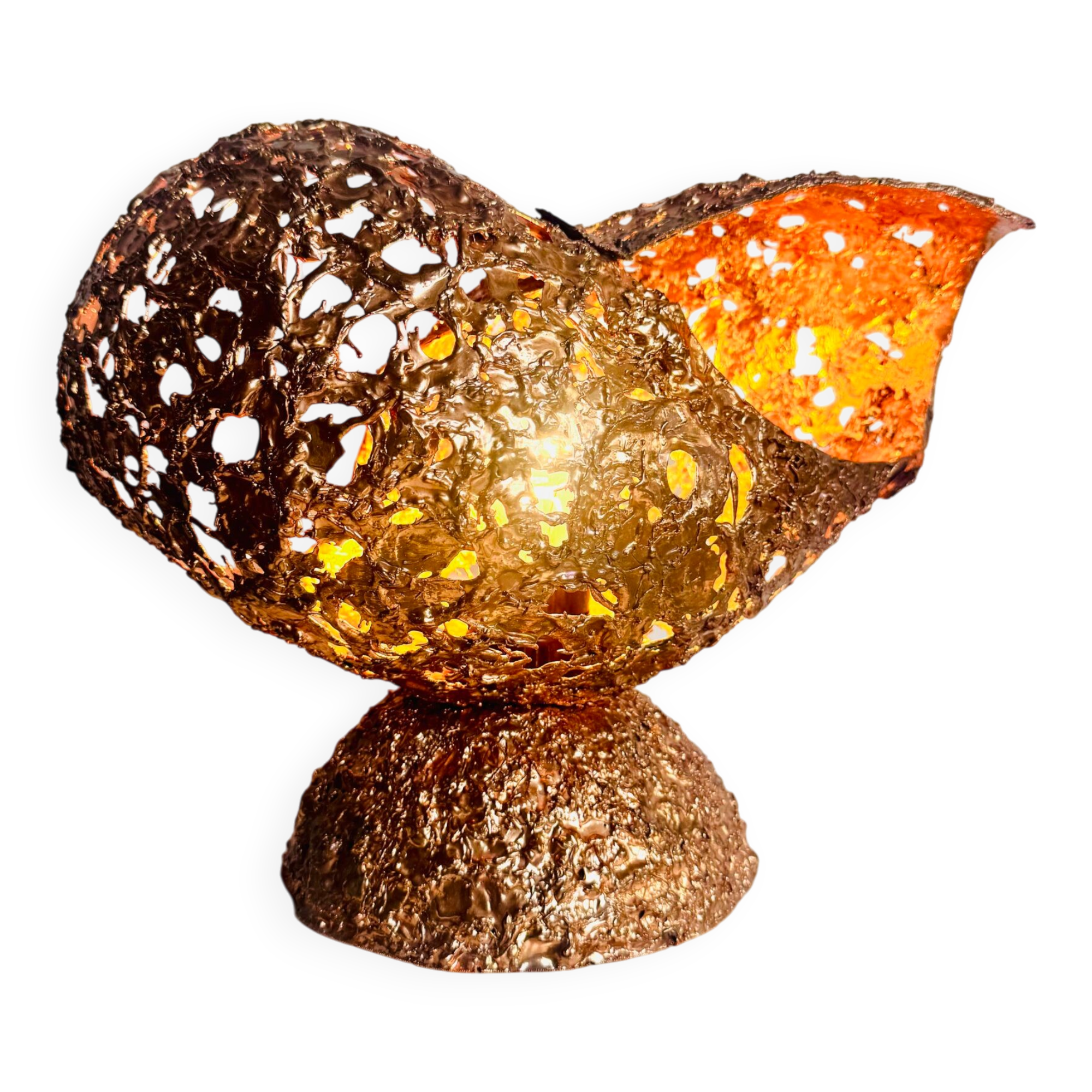 Sculptural Table Lamp In Copper By Aimo Tukiainen For Oy Moonlight, Finland 1970S