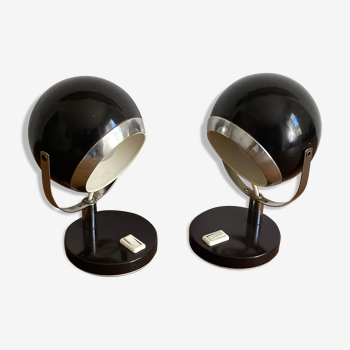 Paire de lampes « eye ball » 1970 marron