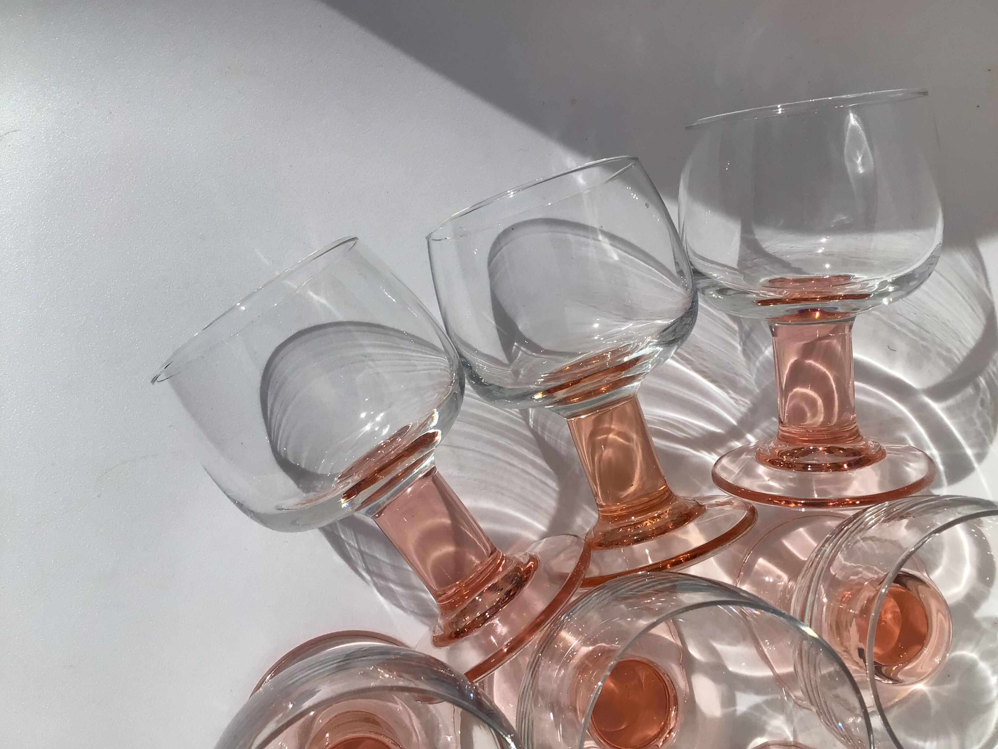 10 wine glasses foot pink orange diameter 7cm