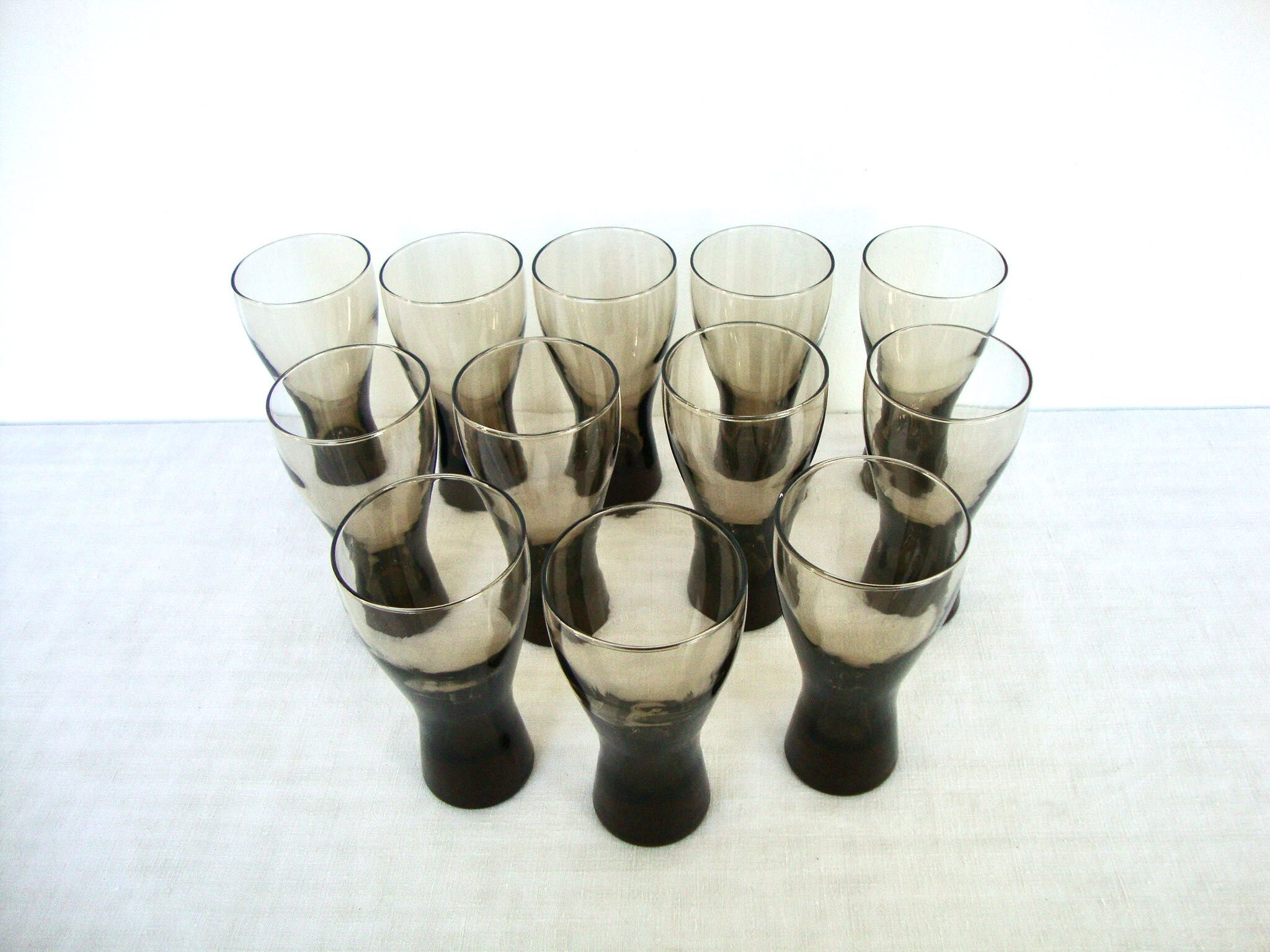 Series of 12 blown glass glasses
