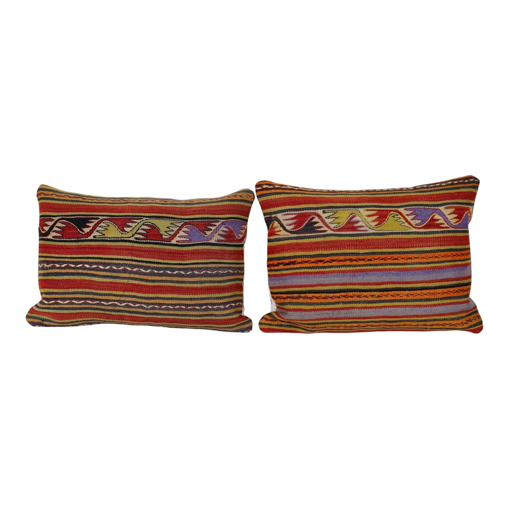 Set of 2 vintage kilim cushion covers 41x61 cm