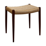 Danish midcentury walnut stool, model 80A by Niels O. Møller with papercord seat
