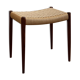 Tabouret danois du milieu du siècle en noyer, modèle 80A de Niels O. Møller avec assise en cordon de papier