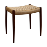 Danish midcentury walnut stool, model 80A by Niels O. Møller with papercord seat