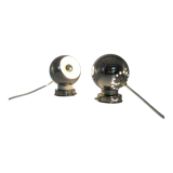 60s lamp set Reggiani Eyeball  chromed globe wall lamps - space age desk lamps