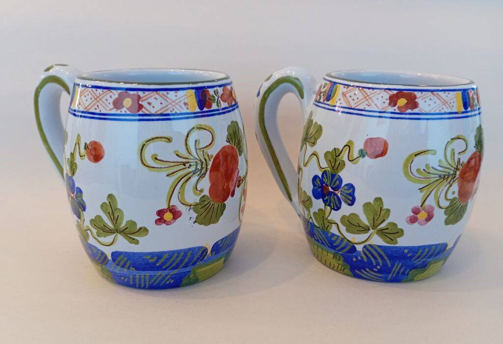 Hand Painted Blue Ceramic Mug Faenza Italy