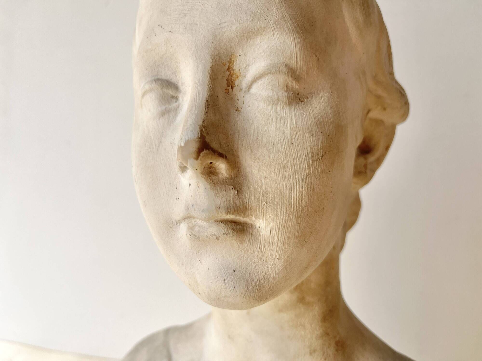 Plaster bust of a child circa 1870, antique sculpture of a young boy ...
