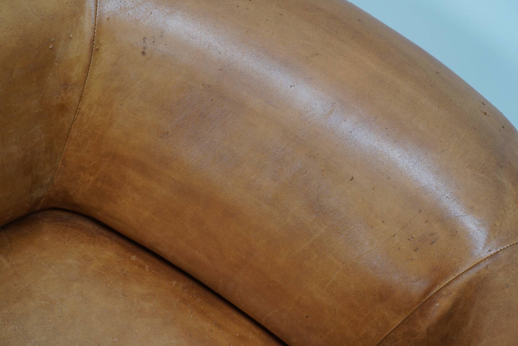 Fauteuil Club Vintage en Cuir Couleur Cognac, Pays-Bas