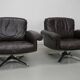 Pair of Vintage De Sede DS-31 Swivel Armchairs in Brown Leather