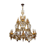 Multicolored murano glass crystal chandelier with 16 lights, 1950s