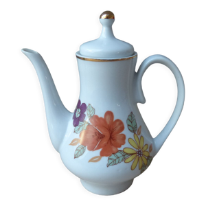 Cafetière en faience motif floral,