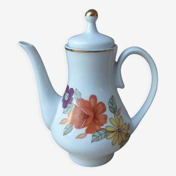 Faience coffee maker floral pattern, pouring coffee maker bohemian style