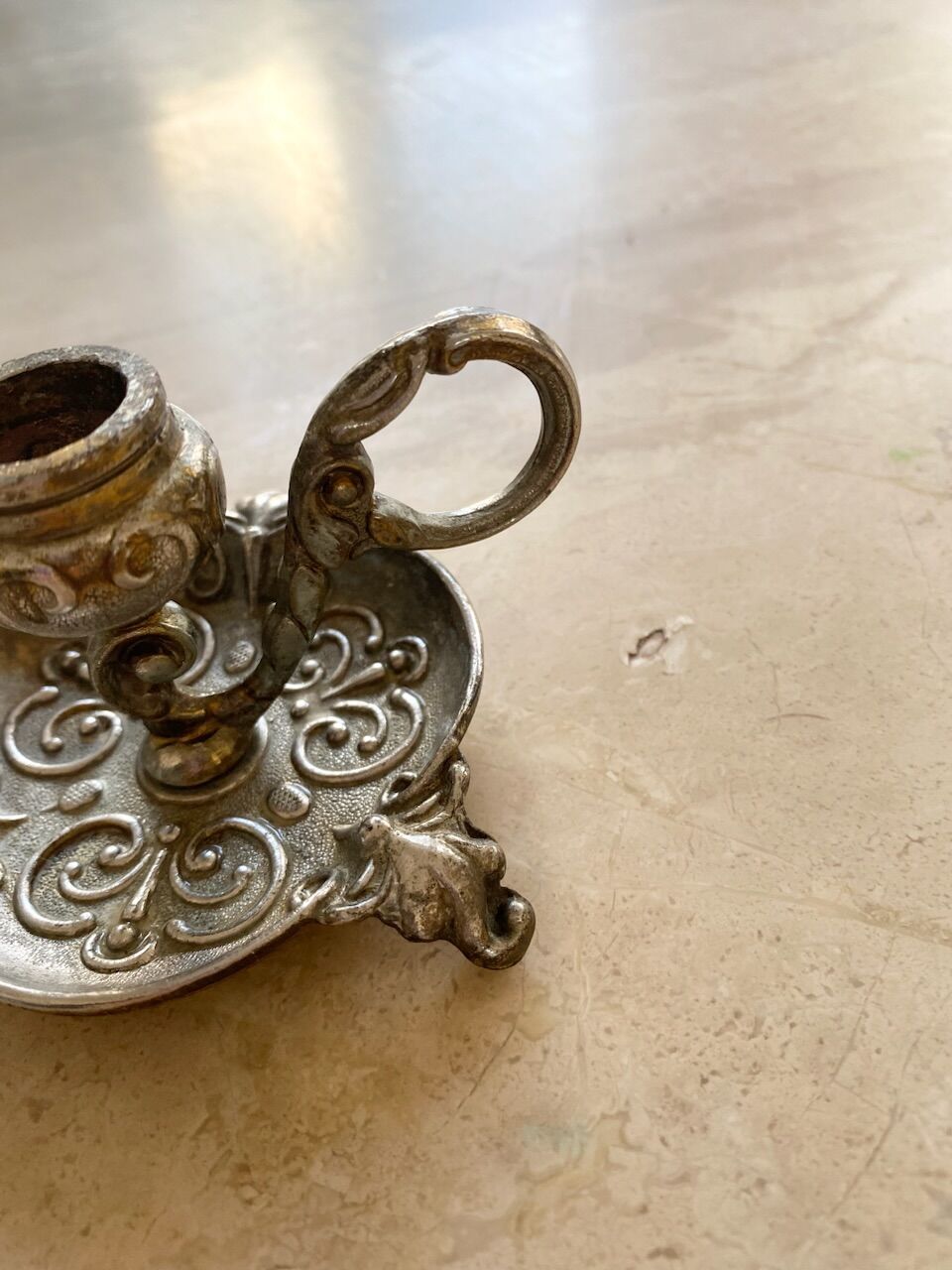 Brass cellar rat candle holder