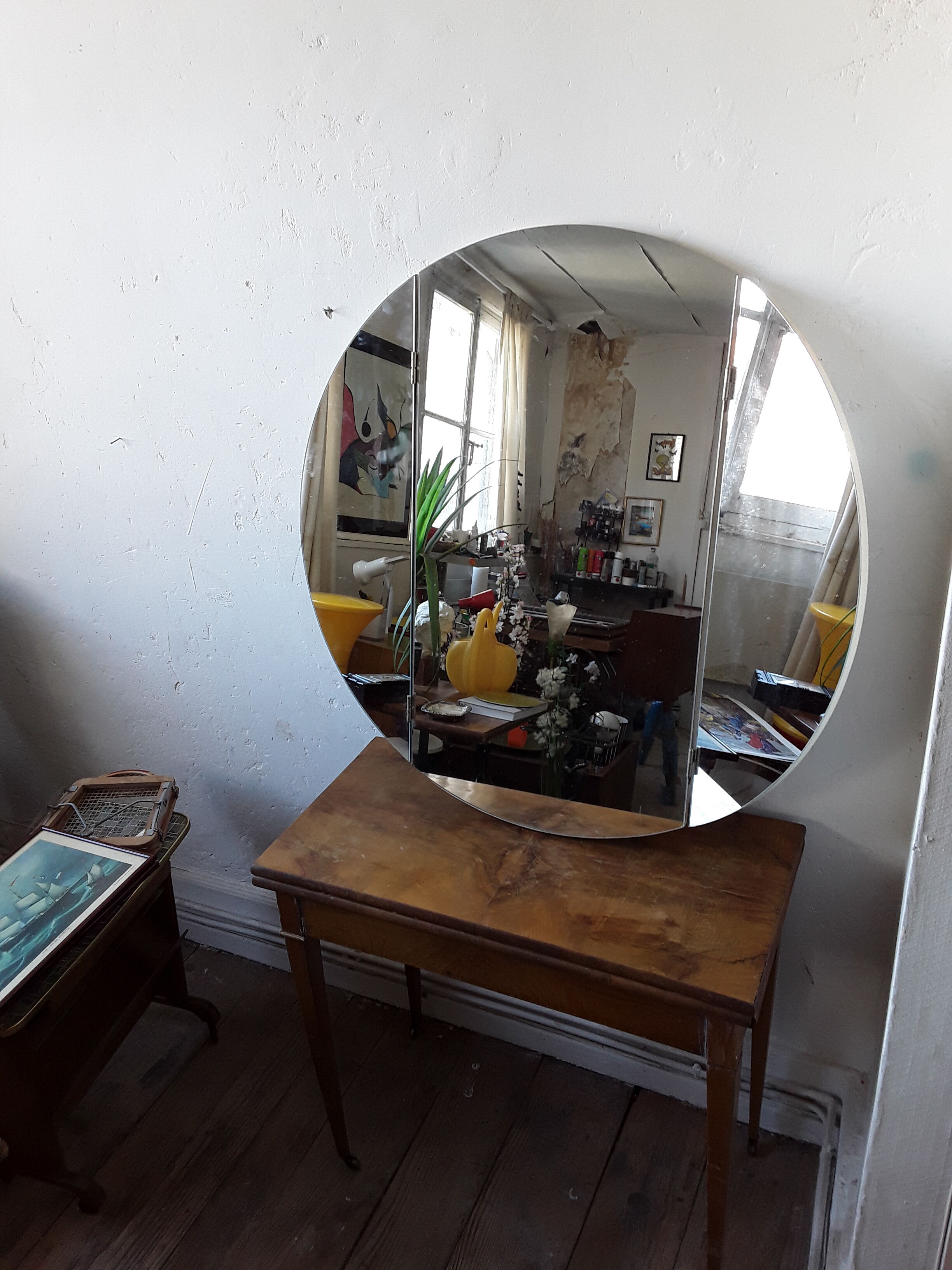 Vintage 70s round triptych 93cm