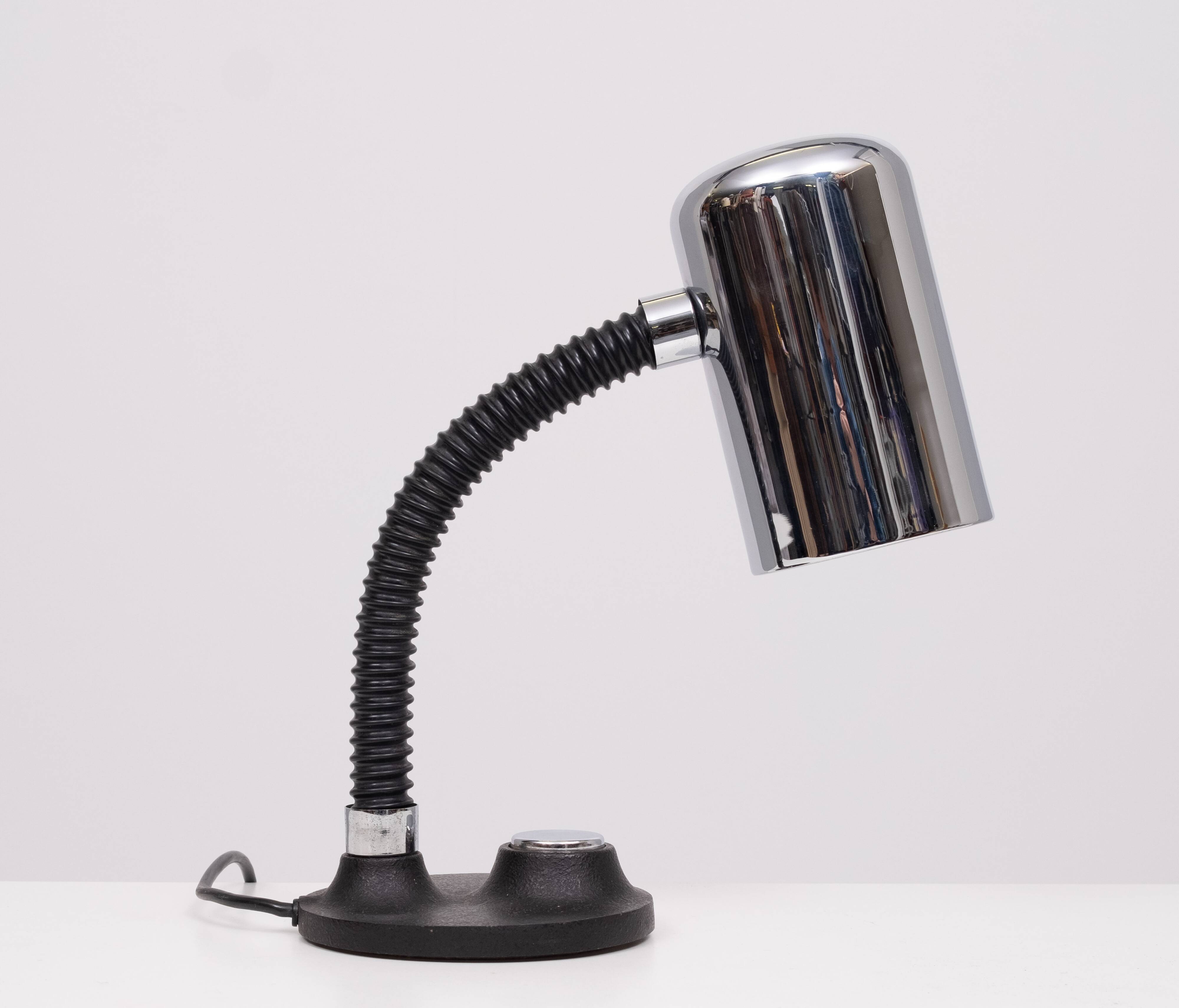 Egon hillebrand chrome goose neck table lamp 1970s