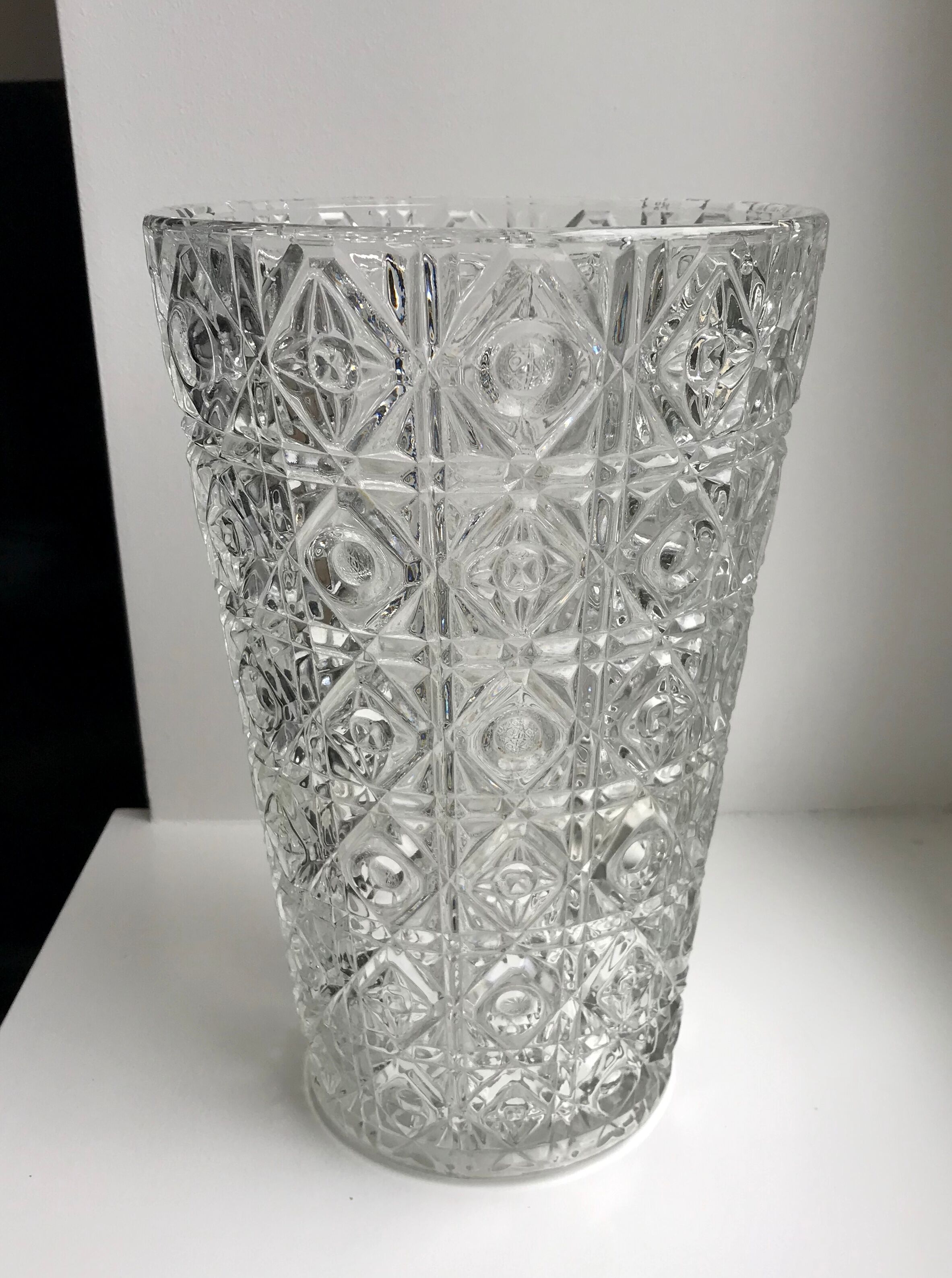 Large molded glass vase 50s art deco style