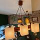 1960s Scandinavian suspension light in teak and perspex.