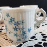 4 porcelain forget-me-not coffee cups