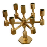 Vintage Swedish Brass Candelabrum with Seven Arms by Gusum, circa 1978