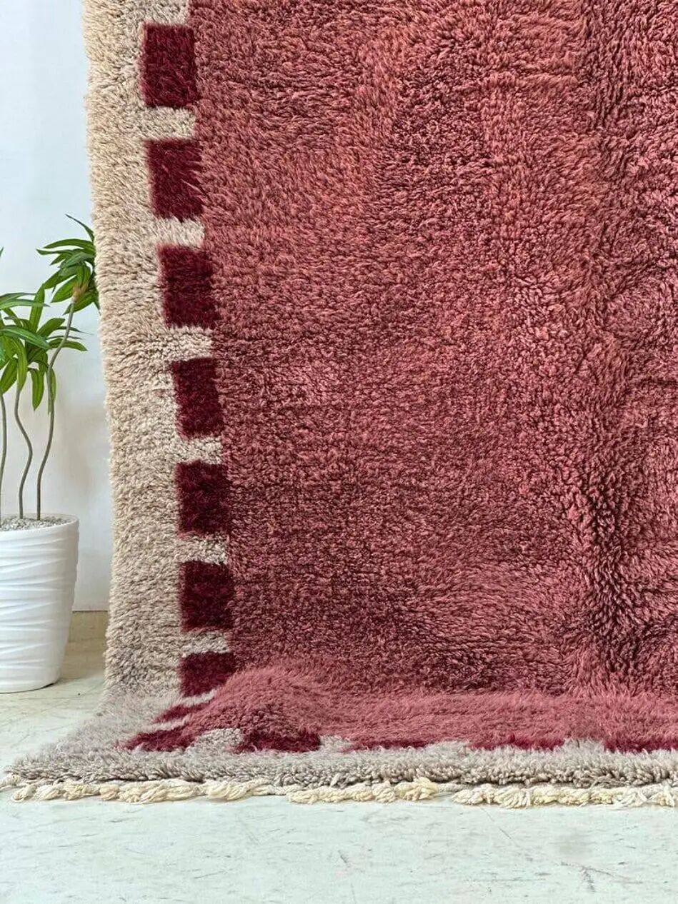 Handwoven rug 150x250 cm, wool, burgundy, grey, beige, Morocco