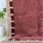 Handwoven rug 150x250 cm, wool, burgundy, grey, beige, Morocco