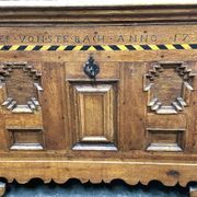 18th century German Baroque travel trunk – dated 1737 – with ebony inlay
