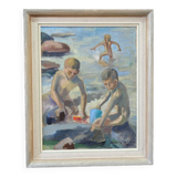 Henry Carlsson, Swedish Modern Composition, 1948, Oil on Canvas, Framed