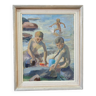 Henry Carlsson, Swedish Modern Composition, 1948, Oil on Canvas, Framed