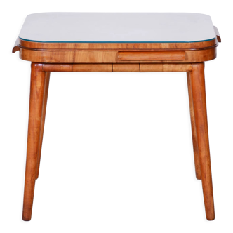 Restored Art Deco Cherry-Tree Card Table, New Varnish, Czechia, 1940s