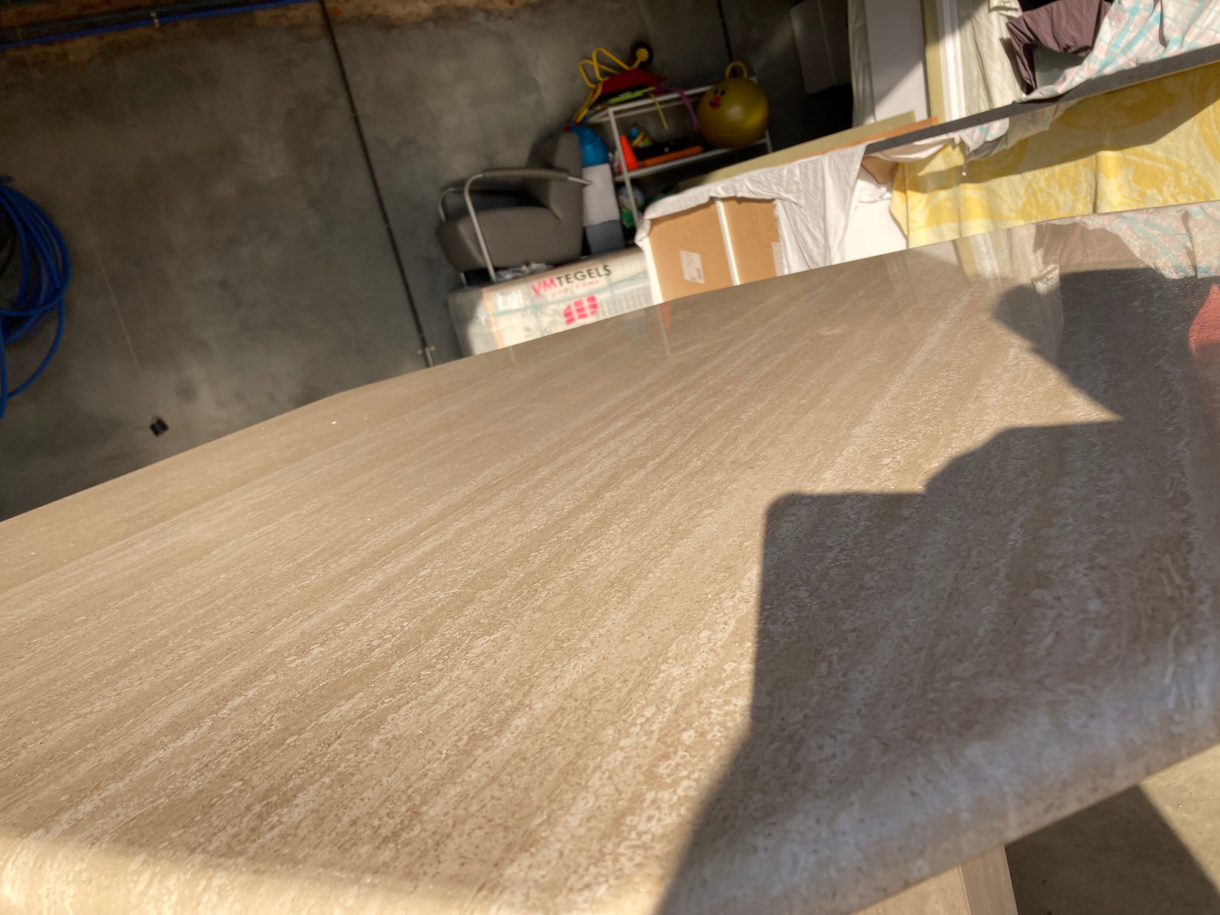 Travertin dining table octagonal