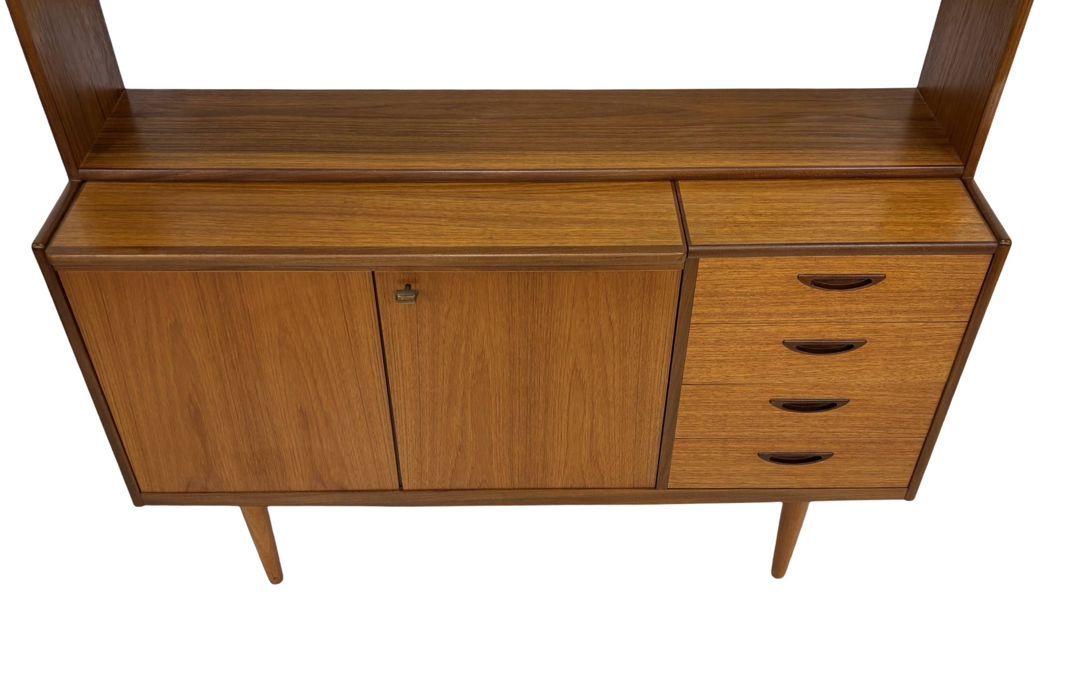 Vintage teak wall cabinet bookcase workplace Danish Design 60's