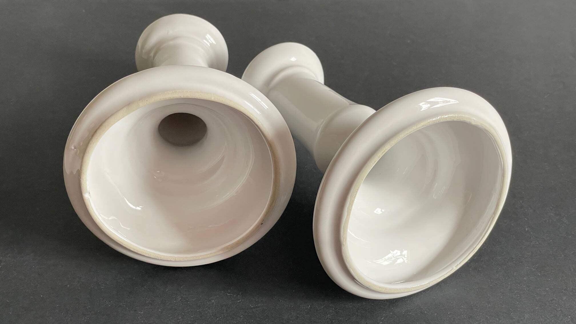 Antique White Ceramic Candlesticks