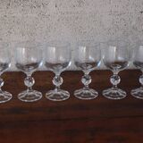 6 antique engraved crystal stemmed glasses