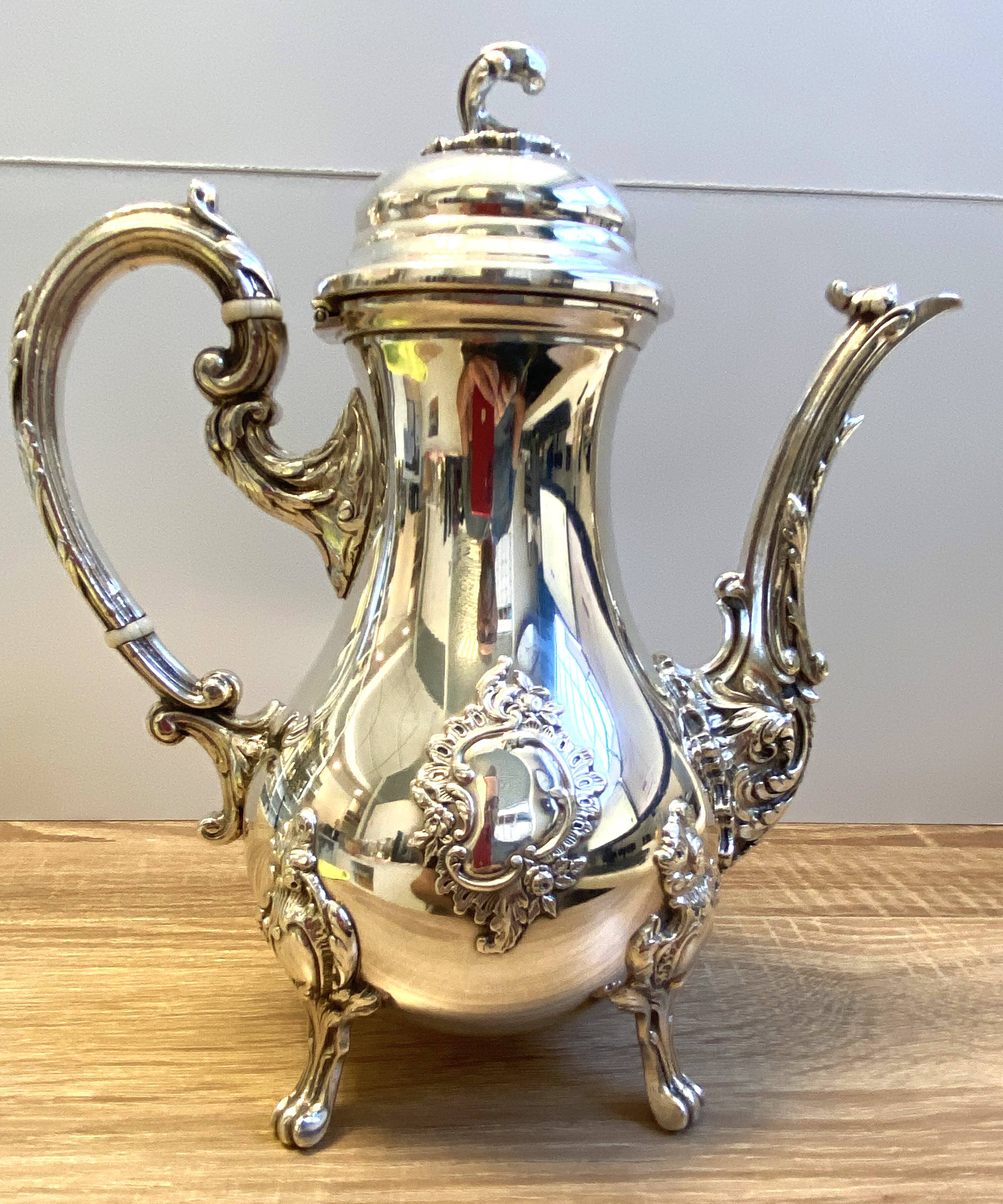 Elegant Louis XV Style Rocaille Silver Metal Tea Coffee Pot
