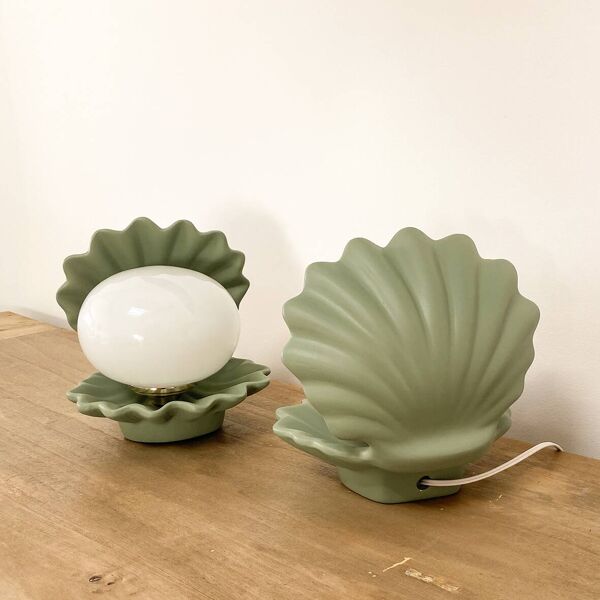 Lampe coquillage en céramique des années 70/80