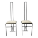 Pair of Postmodern High Back Black Metal Side Chairs in Boucle 1980s Vintage 70s