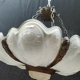 Art Deco chandelier 6 plates pressed glass bronze