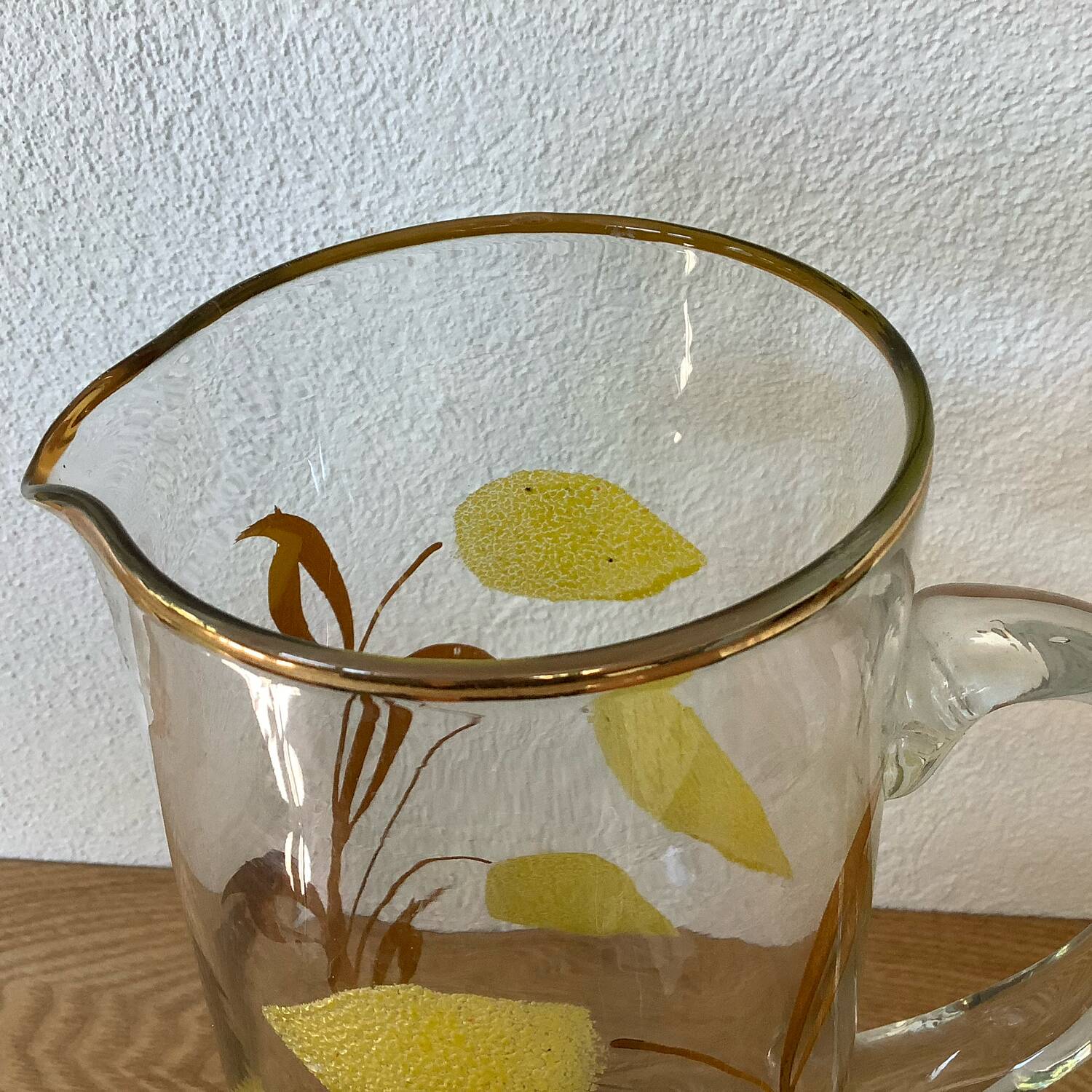 1950s-6o Gilding And Enameled Lemon Monaco Glassware decanter