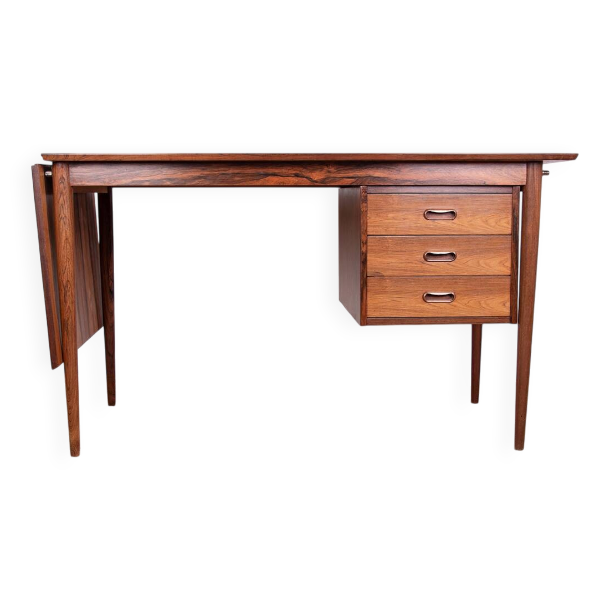Danish extendable desk, Rosewood and Brass, model OS 51, Arne Vodder.