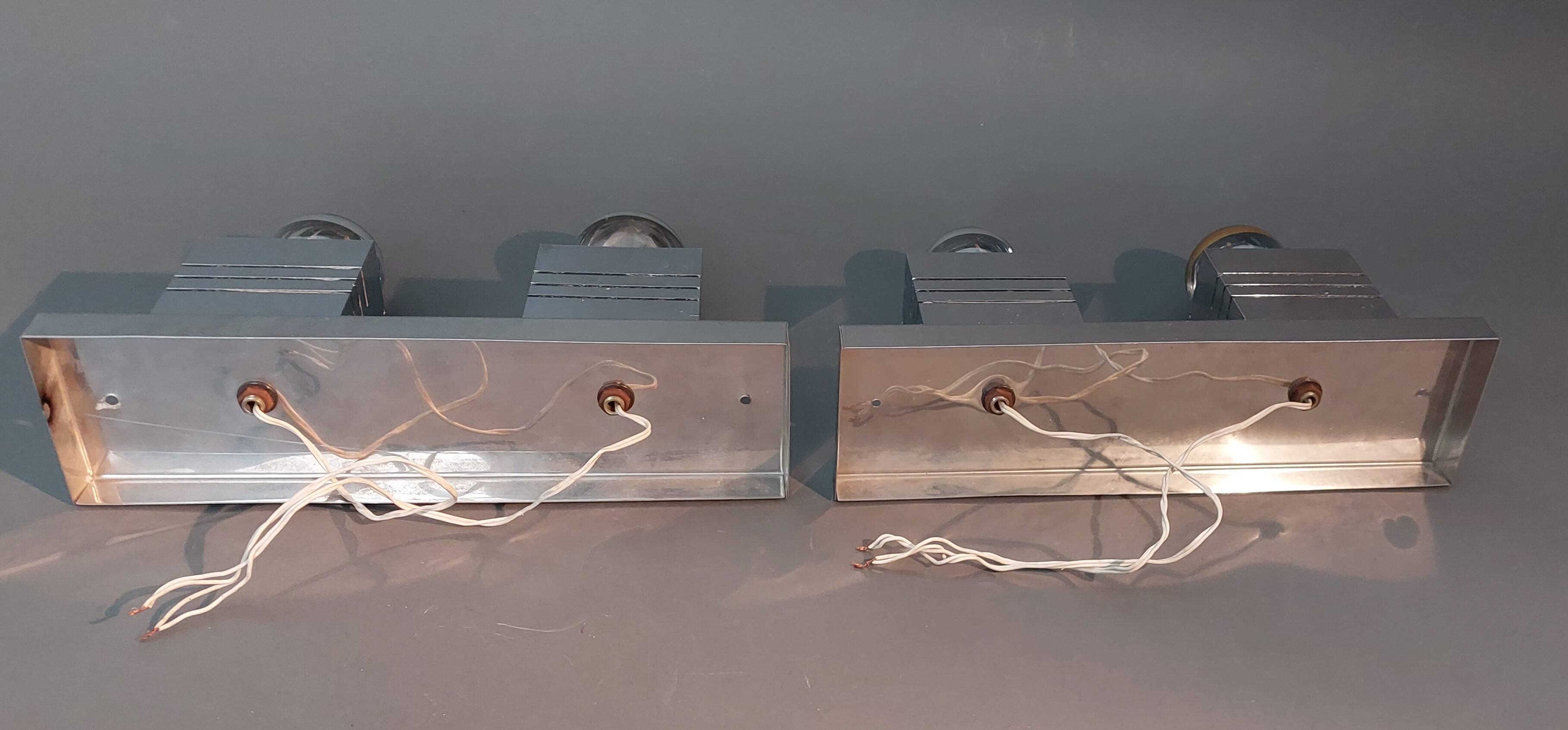 Pair of Spage Age 1970 chrome wall lights.